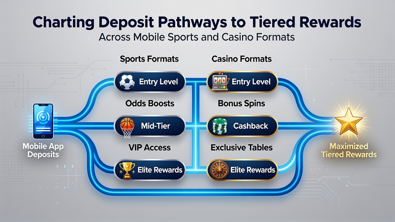 Übersicht über mobile Einzahlungsoptionen und gestaffelte Belohnungssysteme in Sportwetten sowie Casino-Apps
